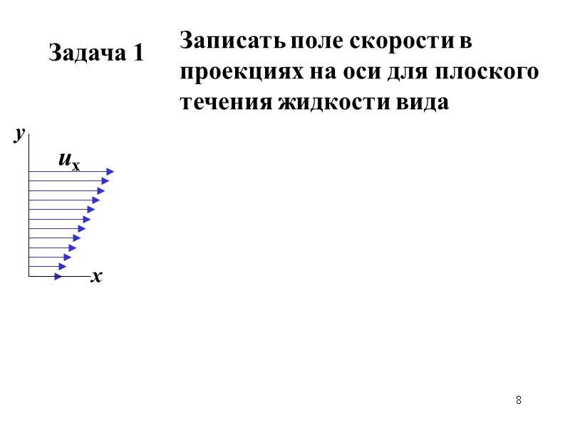 8 Задача 1 Записать поле скорости в проекциях на оси для плоского течения жидкости